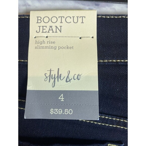 Style & Co. NWT Women’s Dark wash Casual Everyday Bootcut High rise Jeans Sze4 - Picture 7 of 9